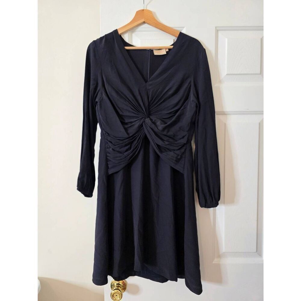 Rungolee Charlotte Dress Long Sleeve Silky V Neck Navy Size M